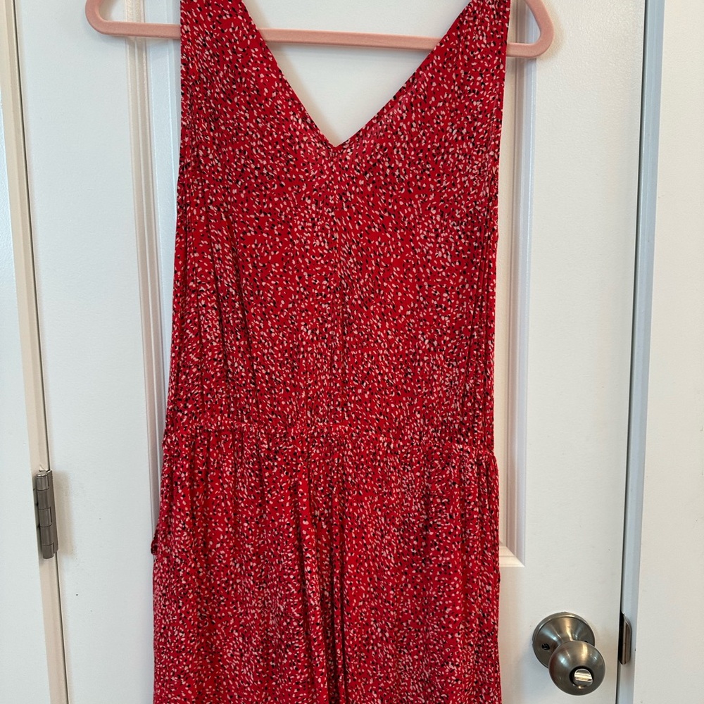 ba&sh Red Patterned V-Neck Romper - Picture 4 of 5